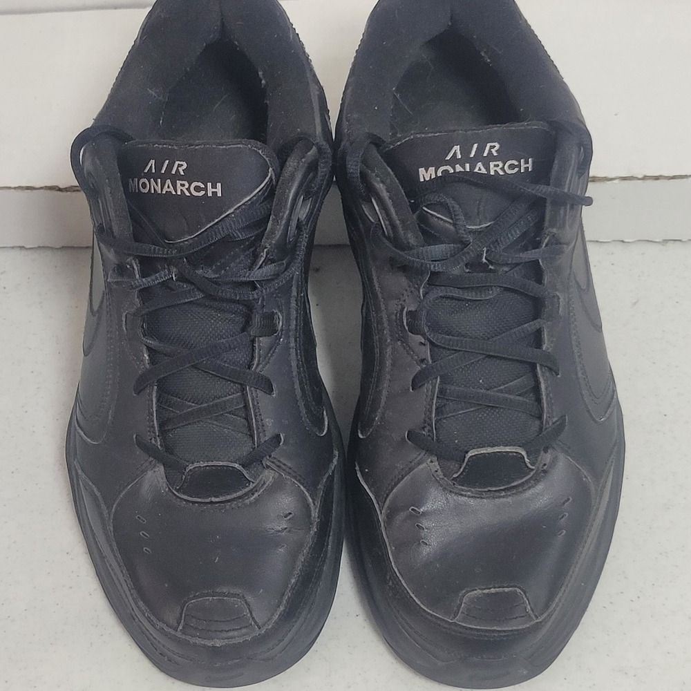 Nike Air Monarch IV Triple Black Training Shoes 415445-001 Mens 12.5